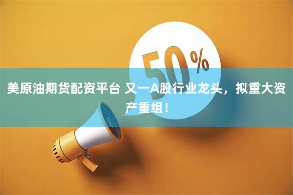 美原油期货配资平台 又一A股行业龙头，拟重大资产重组！